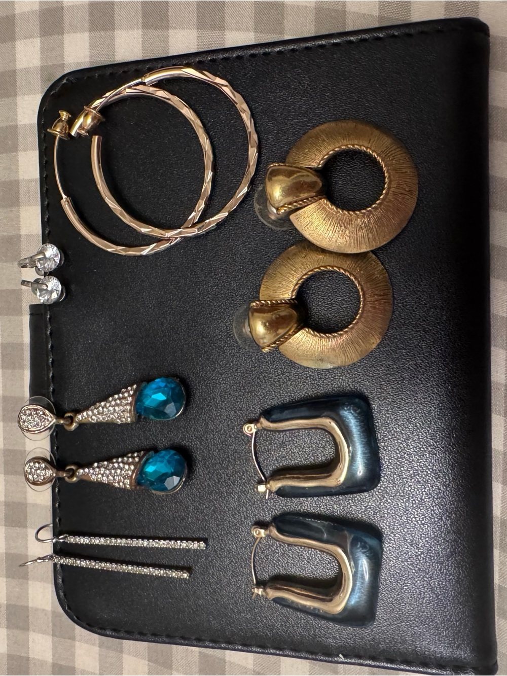 6 Different Mixed Metal and Teal Statement Earring Set - Women Jewelry